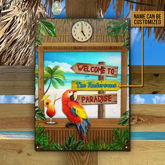 Beach Parrot Paradise Custom Metal Sign - Beach Gift - Thegiftio UK