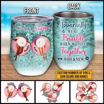 Beach Pool Bestie Apparently Trouble Custom Wine Tumbler - Thegiftio UK