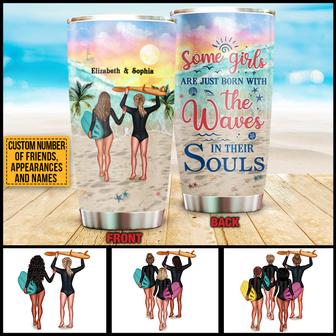 Beach Surfing Bestie Waves Custom Tumbler - Best Friend Gift - Thegiftio UK
