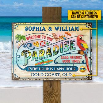 Beach Surfing Our Paradise Pastel Custom Metal Sign - Gift - Thegiftio UK