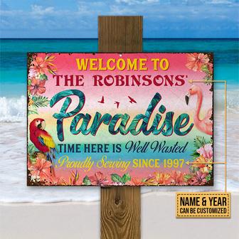 Beach Welcome To Paradise Custom Metal Sign - Beach Gift - Thegiftio UK