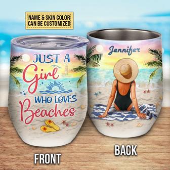 Beach Woman Just A Girl Who Loves Custom Wine Tumbler - Gift - Thegiftio UK