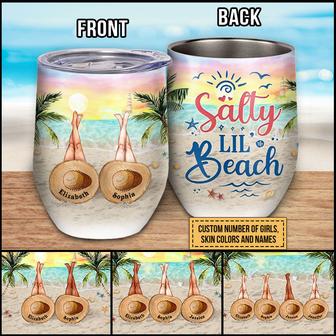 Beach Bestie Salty Lil Beaches Custom Wine Tumbler - Thegiftio UK