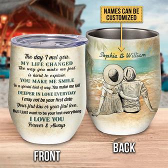 Beach Couple Dressed My Life Changed Custom Wine Tumbler - Thegiftio UK