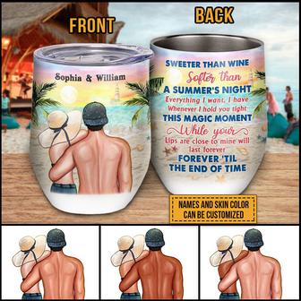Beach Couple Sweeter Than Wine Custom Tumbler - Thegiftio UK