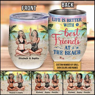 Beach Sandy Bestie Life Is Better Custom Wine Tumbler - Gift - Thegiftio UK