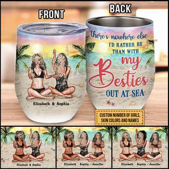 Beach Sandy Bestie Out At Sea Custom Wine Tumbler - Thegiftio UK