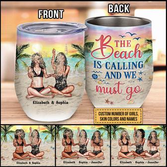 Beach Sandy Bestie The Beach Is Calling Custom Tumbler - Thegiftio UK