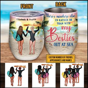 Beach Surfing Bestie Out At Sea Custom Wine Tumbler - Thegiftio UK