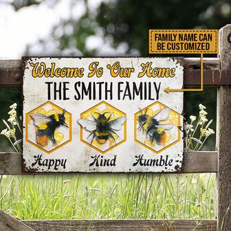 Bee Happy Kind Humble Custom Metal Sign - Gift for Friends - Thegiftio UK