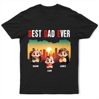 Best Dad Papa Grandpa Ever Retro Sunset Custom T-Shirt - Thegiftio UK