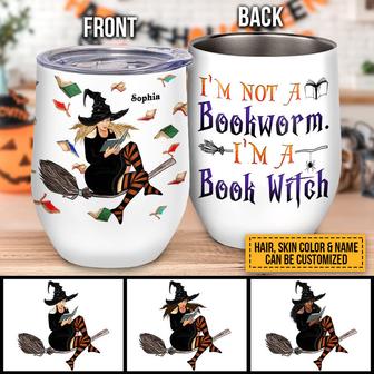 Book Witch Reading Custom Wine Tumbler - Halloween Gift - Thegiftio UK