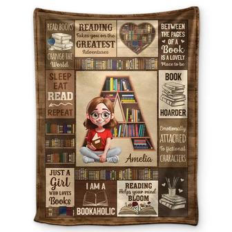 Bookish Monogram Reading Blanket - Personalized Fleece Blanket, Sherpa Blanket - Thegiftio UK