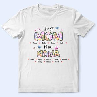 Butterfly Flower Title First Mom Now Grandma Custom T-Shirt - Thegiftio UK
