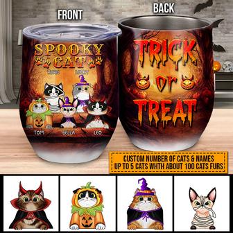 Cat Cosplay Trick Or Treat Custom Wine Tumbler - Thegiftio UK