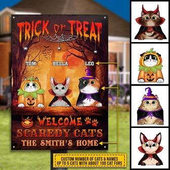 Cat Cosplay Trick Or Treat Custom Metal Sign - Thegiftio UK