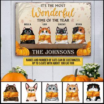 Cat Lovers Fall Is The Most Wonderful Time Custom Metal Sign - Thegiftio UK