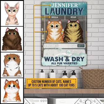 Cat Laundry Wash Dry Custom Metal Sign - Gift for Cat Lovers - Thegiftio UK