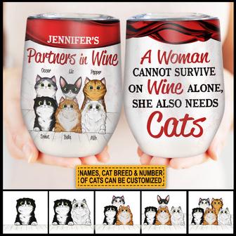 Cat Lovers Wine Lovers Custom Tumbler - Gift for Cat Lovers - Thegiftio UK