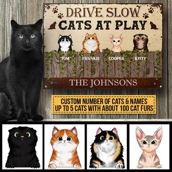 Cats At Play Custom Metal Sign - Gift for Cat Lovers - Thegiftio UK