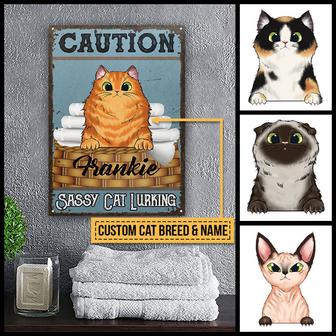 Caution Sassy Cat Lurking Custom Metal Sign - Cat Lover Gift - Thegiftio UK