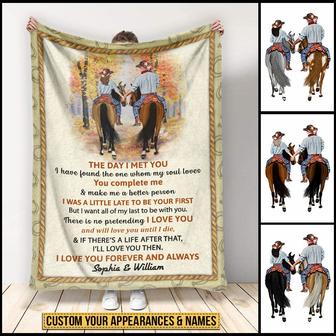 Cowboy Couple The Day I Met You Custom Blanket, Personalized Horse Couple Blanket, Couple Gift - Thegiftio UK