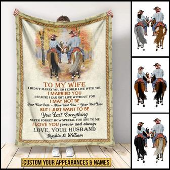 Cowboy Couple I Love You Forever And Always Custom Blanket, Personalized Horse Couple Blanket, Couple Gift - Thegiftio UK