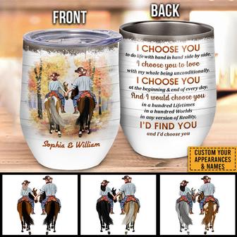 Cowboy Couple I Choose You Custom Wine Tumbler - Couple Gift - Thegiftio UK