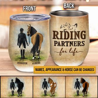 Riding Partners For Life Custom Wine Tumbler - Thegiftio UK