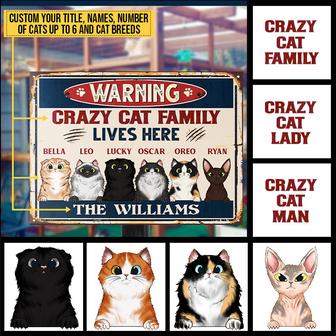 Crazy Cat Lady Family Lives Here Custom Metal Sign - Thegiftio UK