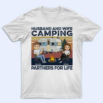 Husband And Wife Camping Partners For Life Custom Hoodie - Thegiftio UK