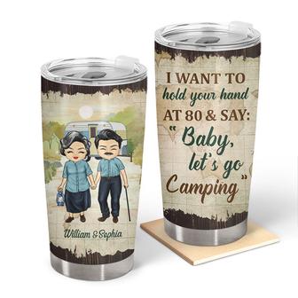 Camping Old Couple Baby Let's Go Camping Custom Tumbler - Thegiftio UK