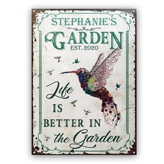 Hummingbird Garden Life Better Personalized Metal Sign - Thegiftio UK