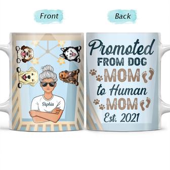 Promoted Dog Mom To Human Mom Custom Mug - New Mother Gift - Thegiftio UK