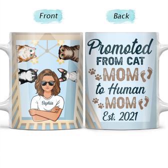 Promoted Cat Mom To Human Mom Custom Mug - New Mother Gift - Thegiftio UK
