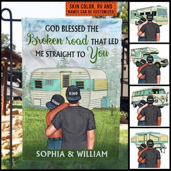 Camping Couple God Blessed Custom Flag - Anniversary Gift - Thegiftio UK