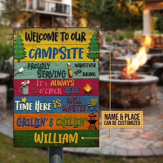 Camping Proudly Serving Custom Metal Sign - Camping Gift - Thegiftio UK