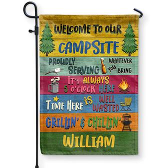 Personalized Camping Proudly Serving Flag - Camping Gift - Thegiftio UK
