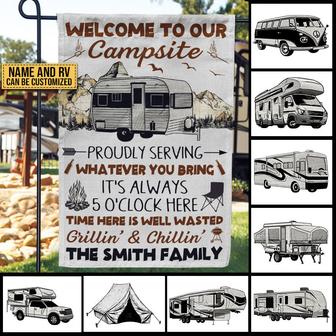 Camping Proudly Serving Custom Flag - Gift for Campers - Thegiftio UK