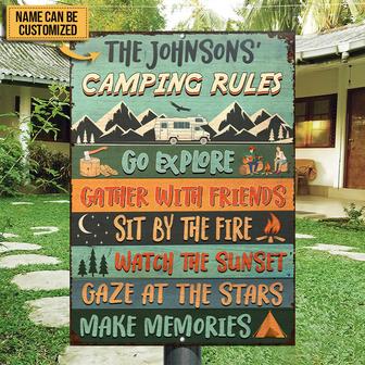 Camping Rules Go Explore Custom Metal Sign - Camping Gift - Thegiftio UK