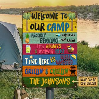 Camping Welcome To Our Camp Custom Metal Sign - Camping Gift - Thegiftio UK