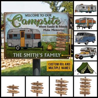 Camping Welcome To Our Campsite Custom Metal Sign - Thegiftio UK