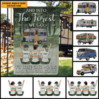 Camping Bestie Into Forest Custom Flag - Gift for Campers - Thegiftio UK