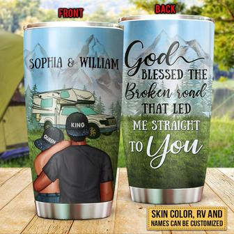 Camping Couple God Blessed Custom Tumbler - Anniversary Gift - Thegiftio UK