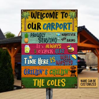 Carport Welcome Grilling Chilling Custom Metal Sign - BBQ - Thegiftio UK
