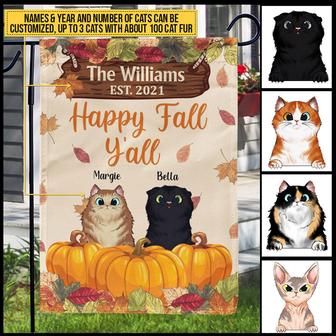 Cat Happy Fall Y'all Custom Flag - Gift for Cat Lovers - Thegiftio UK