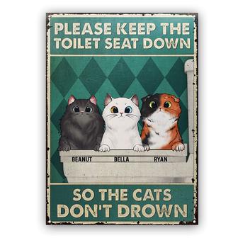 Cat Please Keep Seat Down Custom Metal Sign - Cat Lover Gift - Thegiftio UK
