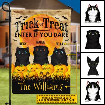 Cat Pumpkin Trick Or Treat Custom Flag - Gift for Cat Lovers - Thegiftio UK
