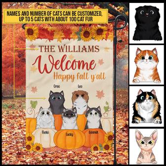 Cat Welcome Fall Personalized Flag - Gift for Cat Lovers - Thegiftio UK