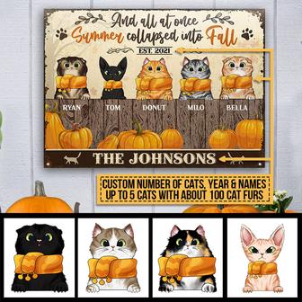 Cats Into Fall Custom Metal Sign - Thanksgiving Gift - Thegiftio UK